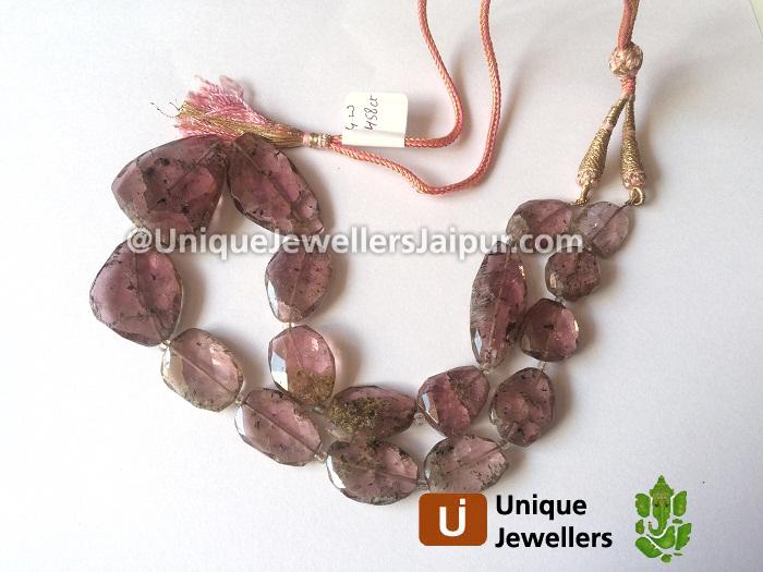 Moss Pink Tourmaline Far Faceted Nugget Beads